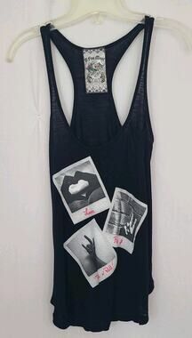 VNTG A Fine Mess Women's Tank Top Med Love Peace Rock N Rock! Y2K Grunge Punk